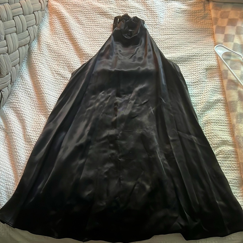 Black satin halter dress from Zara size medium